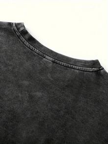 Summer Tops2026Women's Size Redwood National Park T-Shirt - Soft Blue Washed Oversized Round Neck Short Sleeve With Redwood & Mountains Print - Casual -Line Top Suitable For Men & Women, 2025 & 2026 New Year's Giftsummer Clothes Washed Cotton - () - 查看 10