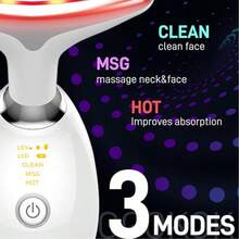 1件装多功能颈部美容仪，颈部按摩仪，超声波振动按摩，USB充电，电池续航时间长，放松颈部，促进血液循环，是馈赠亲友的好选择。 - 彩色 - 查看 3