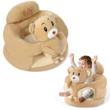 Baby Seat For 3-12 Months-Infant Sitting Support Chair With Cute Bear & Elephant Design, Soft Baby Sofa Floor Seat For Learning To Sit, Baby Shower/ Holiday/ Birthday Gift - Màu Khaki - Xem 4