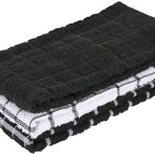Ritz 100% Cotton Terry Kitchen Dish Towels, Highly Absorbent, 25 x 15, 3-Pack, Black - black1 -+paquete de 3 unidades de 25 x 15 pulgadas - Ver 2