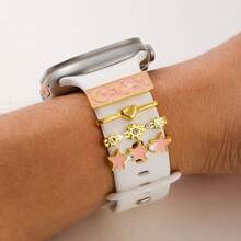 4 pezzi Anelli decorativi a forma di stella e luna in lega di zinco, compatibili con cinturini per Apple Watch (cinturino non incluso) - Multicolore - Visualizzare 9