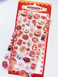 3D Embossed Stickers - Sushi Burger Food Design, Suitable For DIY Phone Cases, Water Bottles, Scrapbooking - Multicolor - View 11