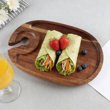 1件相思木零食托盘，带杯架的木制奶酪板，迷你熟食板，适合派对、野餐、生日、家庭聚会 - 紫紅色 - 查看 14