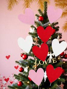 8个2D平面情人节树饰，8个大号红色、粉色和白色心形情人节树饰，适合户外庭院装饰和室内氛围装饰，尺寸20*20厘米，塑料材质，非常适合情人节、家居装饰、婚礼和办公室装饰。 - 彩色 - 查看 5