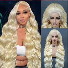 34 Inch Body Wave Human Blended Hair Wig With 13x4 HD Lace. Made From 200% Density Brazilian Virgin Hair In Natural Black. Pre-Plucked Hairline & Glueless Design Offer A Flawless, Quick-To-Wear Look With Voluminous, Soft Curls. - S613 - View 6