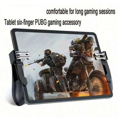 Six-Finger Game Controller With Built-In Tablet Stand - Compatible With Most Types Of Games, Portable Trigger Handle For A Better Control Experience, Ergonomic Design, Durable ABS Material, Game Accessories, Fashionable Gadgets, Sturdy Construction