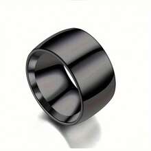 One Stainless Steel Ring Wide Plain Ring Men's Ring - Silver - View 3