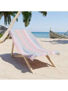 29x58in Floral Gingham Pattern Beach Towel, Cottagecore Shabby Chic Love Shack Inspired, Gift For Girl, Graduation, End Of School, Birthday, Gift For MOM, Aesthetic Summer Vibes, Poolside Or Beach Must-Have - 1 - View 2
