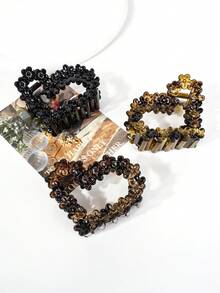 3pcs Vintage Floral Heart/Heart-Shaped Hair Clips - Hair Pins, Elegant Matte Black/Brown/Coffee Floral Design Hair Clips, Leopard Print Flower Hair Claw Clips, Suitable For Valentine's Day Gift - Daily Use Hair Accessories