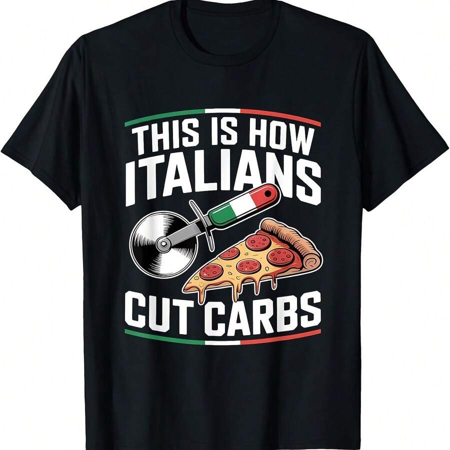 This Is How Italians Cut Carbs Pizza Lover T-Shirt - 酒紅色 - 查看 1
