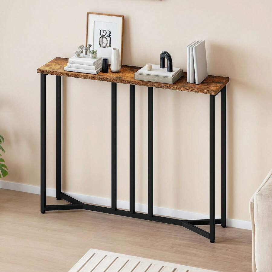 Yitahome Console Table For Hallway, Slim Behind Sofa Table For Living Room, Narrow Hallway Table, Entryway Side Tables, Small Space Multi-Use Hallway Furniture, Rustic Brown -By GeoTower - Brown - View 1