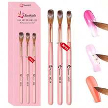 3Pcs Acrylic Nail Brush Set, Size 8/10/14 Professional Nail Brushes Acrylic Application Acrylic Powder Nail Art Extension And 3D Nail Carving Home Salon Nail Art Manicure - 杏 - 查看 1