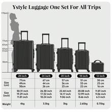 YSTYLE Suitcase, 5-Piece Set, Made Of PVC, With Combination Lock, Silent Wheels, Adjustable Length, Suitable For Business Trips, Boarding Schools And Student Dormitories For Storing Clothes. - 黑色 - 查看 7
