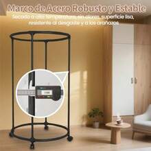 Perchero para ropa circular giratorio 360°, organizador con soporte reforzado, ahorra espacio, carga fuerte, diámetro 75 cm, altura 130 cm, color dorado-003 - Negro11 - Ver 3