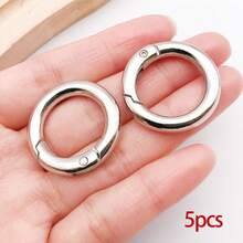 5pcs Round Snap Buckle Round Clip Hook Swivel Clasp Hooks Key Rings Zinc Alloy Round Spring Snap Keychain Rings For Keys, Crafts, Handbags