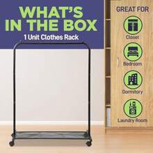 Lifemaster - Perchero de aleación de acero Paquete de 1 versátil amplio espacio de almacenamiento montaje simple ropa para colgar y ropa con ruedas color - 1 paquete - Ver 5