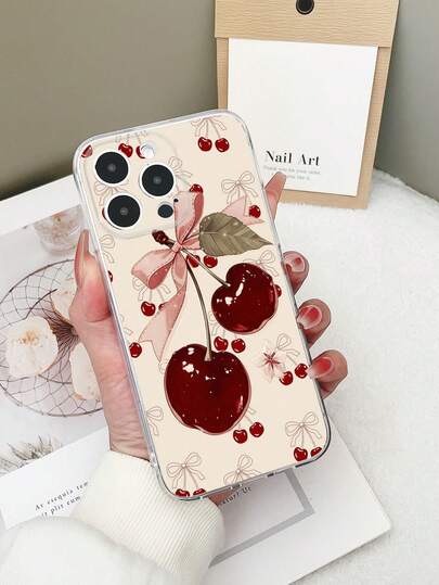 1 pieza Funda de teléfono con patrón de lazo de flor de cerezo colorido y anti-caída de TPU transparente compatible con iPhone 15/15Pro/15Plus/15ProMax/16/16Pro/16Plus/16ProMax/17/17Pro/17ProMax, Galaxy S23 Ultra/A14/A24, teléfonos Android Redmi Note 12 Pro/Pixel 8/8 Pro