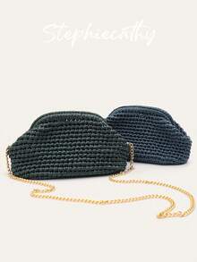 Women's Clutch Bag PU Vegan Leather Luxury Elegant Handmade Woven Ruched Clouds Handbag Long Metal Chain Shoulder Cross Body Purse Slouchy Casual Daily Travel Holiday Commute Vacation Versatile - Multicolor - View 2