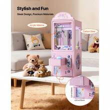 Claw Crane Machine, Medium-Sized Arcade Game Machine With Light & Sound, Adjustable Steel Claws, Precise Toy Candy Grabber Prize Dispenser Vending Toy, For Commercial Home Parties Cinema, Pink - Pink Claw Clip Style - View 5