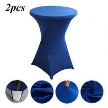 Spandex Cocktail Party Round Table Cover, Solid Color Elastic Polyester Tablecloth, Washable And Machine Washable, Wrinkle Resistant Elastic Table Skirt, Suitable For Wedding, Banquet And Party Decoration, With Multiple Solid Colors To Choose From - Multicolor - View 17