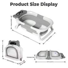 Senmeo 1PC Collapsible Baby Bathtub With Soft Cushion & Thermometer - Portable Travel Infant Tub For Newborn To Toddler (0-36 Months) - Non-Slip, Durable & Includes Floating Pad - 粉色 - 查看 7