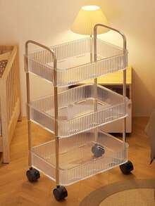 Rolador Organizador de 3 Camadas Acrílico Elegante - Móvel com Rodas para Quarto Ideal Presente Festivo - transparente - Visão 11