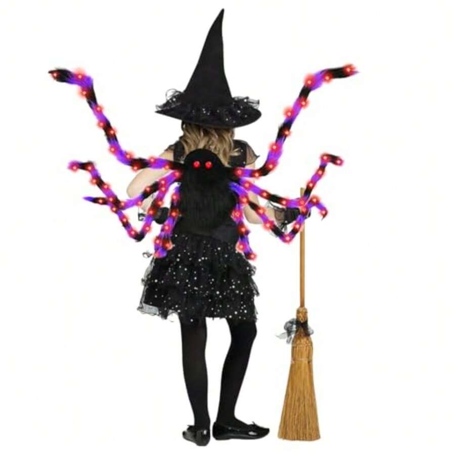 CYPNJeeLeeko Disfraz de Araña gigante de Halloween para niños y adultosMochila de Araña de Peluche con 64 LEDs y Props para Dulces Accesorios y Decoración para HalloweenFashion - como en la foto - Ver 1