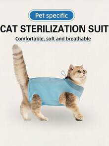 Lightweight Breathable Elastic Cat Spay/Neuter Suit, Summer, Anti-Lick Anti-Scratch Post-Surgery Wear - Multicolor - View 2