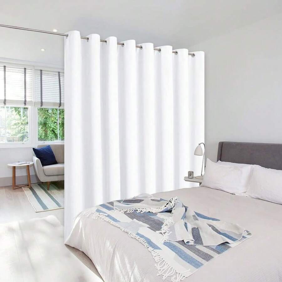 Patio Door Curtain Sound Blocking, Bedroom Privacy Room Divider Curtain Screen Partitions, Thermal Insulated Blackout Closet Sliding Door Curtain (1 Panel, 8.3ft Wide By 7ft Long, Gray) - White - 查看 1