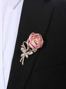 Unisex Rose Flower Brooch, Suitable For Wedding, Party, Gathering