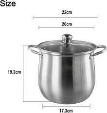 Olla de acero inoxidable 201 con tapa de vidrio resistente al calor, olla de sopa de gran capacidad para cocinar fideos al vapor, hacer pastas, utensilios de cocina multiusos - 1 - Ver 10