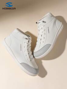 HOBIBEAR New Men's Sports Shoes, High-Top Leather Upper Wide Toe Barefoot Shoes, Fashionable Minimalist Slip-On - Light Grey - View 2