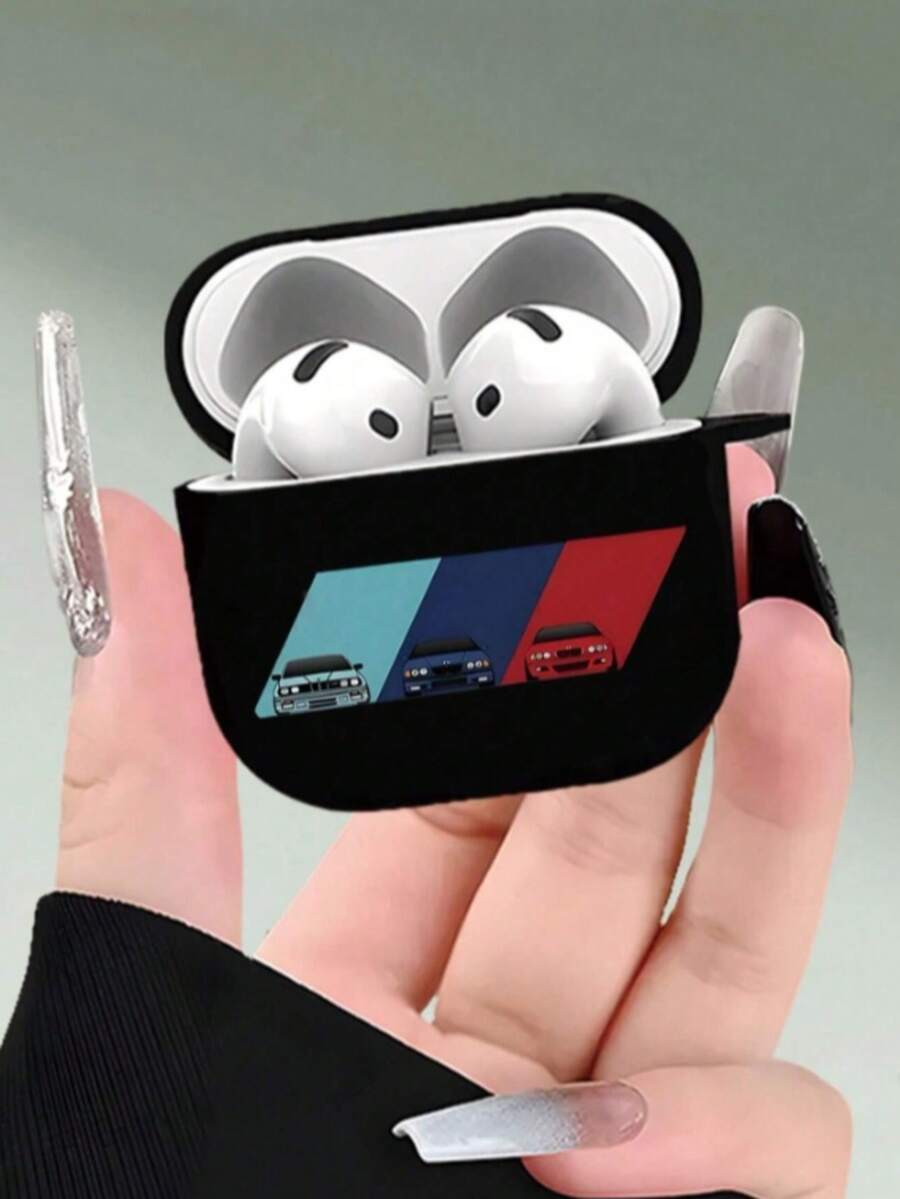 Striped Racing Car Earphone Case, Compatible With 1st/2nd Gen Earphones, New Wireless Earphone Case For 3/Pro/Pro2 Earphones, Gift For Men/Women - Black - View 1
