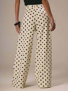 Polka Dot Jeans Women Low Rise Cute Baggy Jeans Y2k Straight Wide Leg Boyfriend Denim Pants Streetwear - 白色 - 查看 5