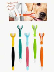 3pcs Pet Dog & Cat Toothbrush Set, Small Dog Toothbrush, Pet Finger Toothbrush, Pet Teeth Cleaning Toys, 3-Sided Pet Toothbrush Cleaning TPR Set - Multicolor - View 7