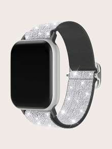 苹果闪亮尼龙水钻表带，弹性表带，兼容苹果手表 40mm、41mm、42mm、44mm、45mm、46mm，适用于苹果 Series 11、10、9、8、7、6、5、4、3、SE，可调节尼龙表带，闪亮水钻表圈，适合女性佩戴。 - 彩色 - 查看 6