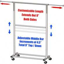 SimpleHouseware Double Rod Garment Rack Grey - สีเทา - ดู 4