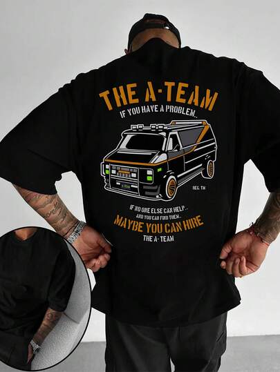  Zrgoth Herren Lässiges, vielseitiges minimalistisches Rennshirt mit englischem Slogan-Muster, Kurzarm