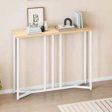 BALCONERA Rustic Brown Slim Console Table – Narrow Behind Sofa Table For Living Room, Multi-Use Entryway Side Table For Small Spaces - Apricot - View 2