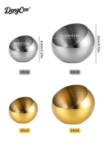 Dengcoo 1件不锈钢餐盘，斜边碗，甜点碗，蛋糕碗，布丁船和小吃盘，适合节日招待客人、派对聚会和花园下午茶 - Bowl - 查看 7