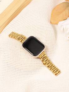 Slim Metal Band Compatible With Apple Watch Band 42mm 41mm 40mm 38mm 44mm 45mm 46mm 49mm ,Stainless Steel Compatible With IWatch Series Ultra SE 11/10/9/8/7/6/5/4/3/2/1/SE Bands For Women - Gold - View 2