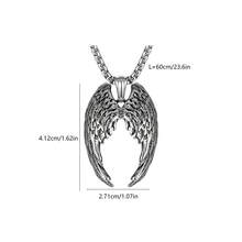 A Non-Fading Stainless Steel European And American Men's Pendant Angel Wings Pendant  Men's Retro Hip-Hop Rock Necklace - 銀色 - 查看 2