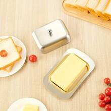 3pcs Butter Dish With Lid,Butter Box ,Butter Storage Container,Cheese And Bread Keeper Storage,Kitchen Accessories,Kitchen Gadgets,For Friend/Seniors Gift,Christmas/Cheese&Butter Festival Gift - Silver - View 9