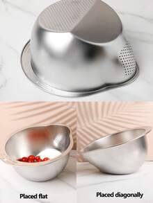 1 Set 304 Stainless Steel Colander & Vegetable Slicer, 2-In-1 Design With Grater, Draining Basket, All-In-One Washing, Cutting, Draining, Time & Space Saving Kitchen Essential, & Durable Material, Non-Rust - Multicolor - View 6