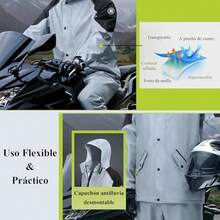 Impermeable Reflectante para Motocicleta con Capucha,Impermeable para Motocicleta y Bicicleta con Cubrezapatos,Capucha y Bolsa de Almacenamiento,Equipo para Exteriores para Das Lluviosos - xl+gris - Ver 8