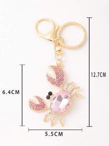 1pc Blue Ocean Animal Crab Rhinestone Zinc Alloy Keychain Pendant Christmas Small Gift Y2K