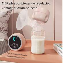 Extractores de Leche Portátil Inalámbrico, Recargable De Silicona De Bajo Ruido,4 Modos Y 9 Velocidades, Con Pantalla Led, Viene Con 1 Botella De 180 Ml Con Chupete, Libre De Bpa, Fácil De Transportar - Rosa Pálido - Ver 7