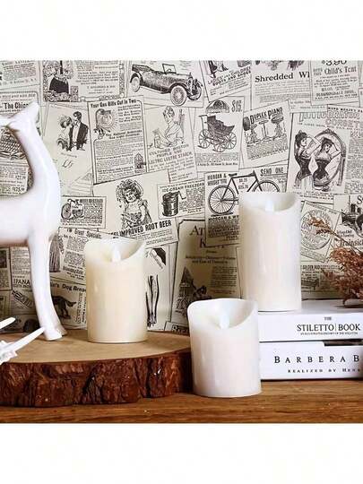 自粘报纸图案乙烯基接触纸卷 - 防水防油，非常适合DIY客厅卧室装饰和家具改造