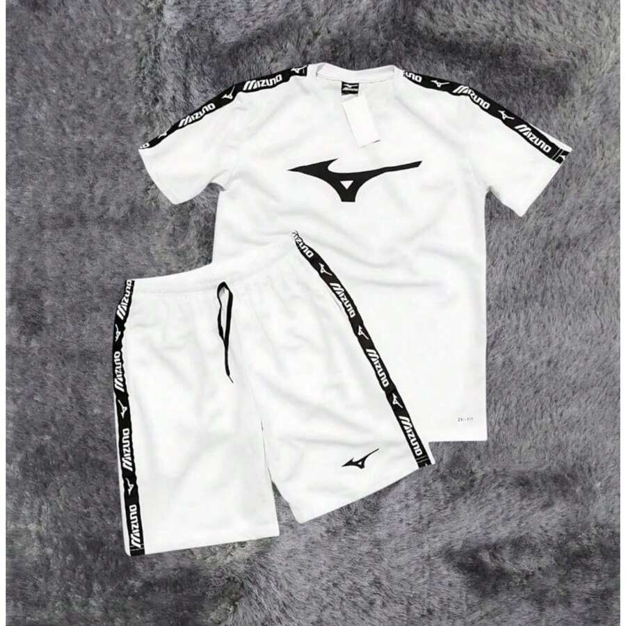 Men's Dry-Fit Shirt And Shorts Set - 白色 - 查看 1