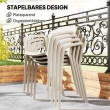 Set Of 4 Stackable, Weather-Resistant Plastic Garden Chairs With Armrests And Backrest, Supporting A Load Of Up To 120 Kg. - White - View 7